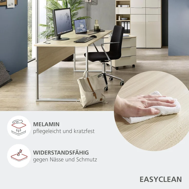 Komplettbüro SANTORIN III Riva Eiche & Glas Cashmere 10-teilig – Bild 5