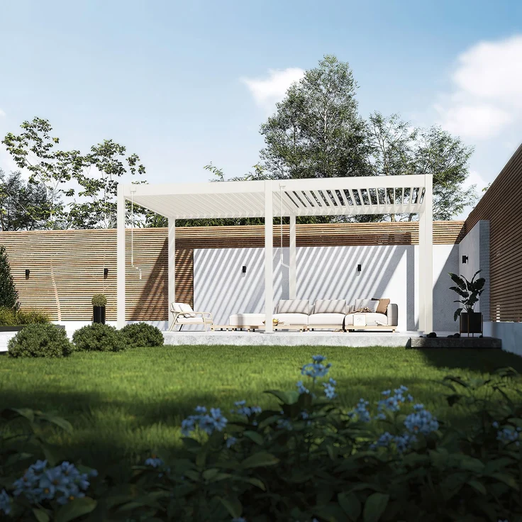 Weide 'Classic' Pergola, freistehend, Aluminium / Stahl weiß, 530 x 300 x 255 cm – Bild 8