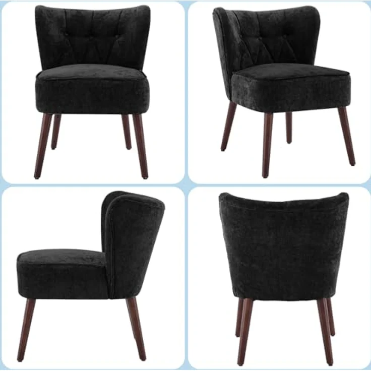GarveeHome Lehnstühle Mit Ohrenlehne, Loungesessel Mit Leinenbezug, Gepolsterter Esszimmerstuhl Mit 130kg Tragkraft, Für Esszimmer Und Wohnzimmer, 51,6 x 68,6 x 73,9 cm – Bild 5