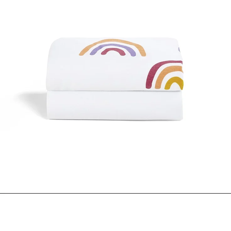 Snüz Moseskorb/Kinderwagen Bezug 75x35 cm - Regenbogen Design - Leichte, Atmungsaktive & Luxuriöse Baumwolle, die für Kinderwagen & Moses Körbe Geeignet ist - Spannbettlaken im 2er Set – Bild 3