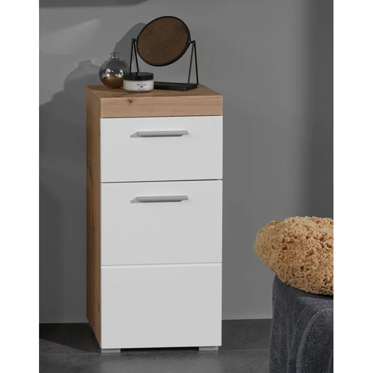 Trendteam 'Amanda' Midischrank, Holz, 79 x 31 x 37 cm, Weiß/Eiche – Bild 4