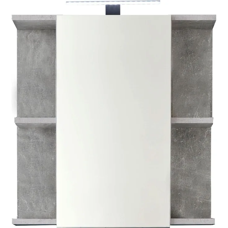 trendteam Spiegelschrank Badezimmerschrank mit Beleuchtung Beton Stone 60x62 cm