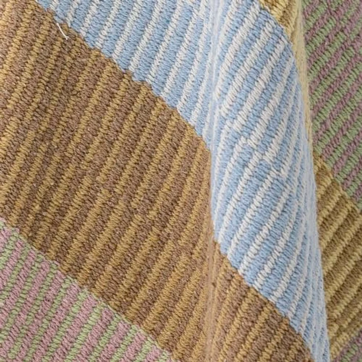 Creative Collection Bloomingville Decke ISNEL Gelb Blau Braun Gestreift 160x130 cm Wolldecke Plaid – Bild 4