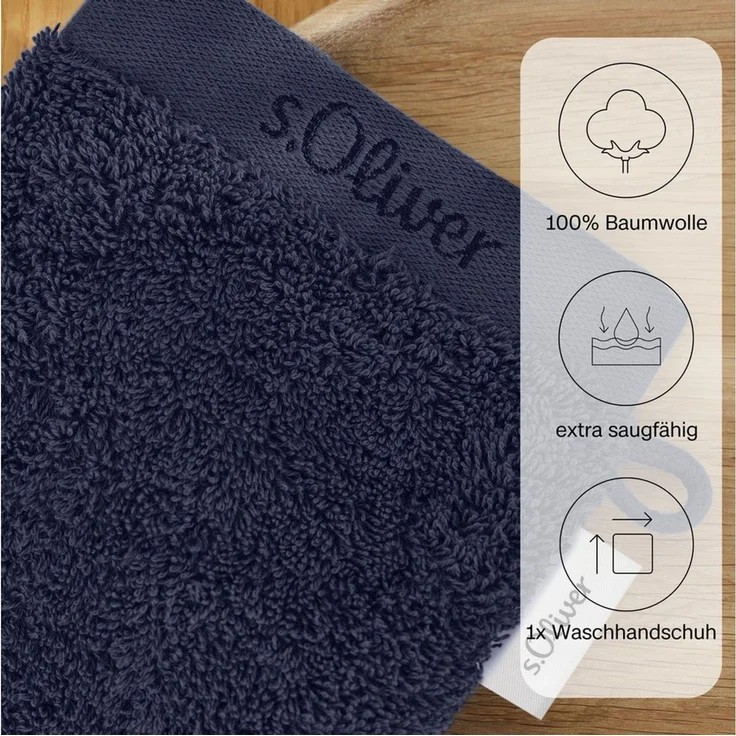 s.Oliver Waschhandschuh s.Oliver, Premium Qualität, 600 gr/m², auch als Sets erhältlich, Walkfrottier (1-St), große Farbauswahl, auch als Duschtuch, Handtuch, Gästetuch – Bild 3
