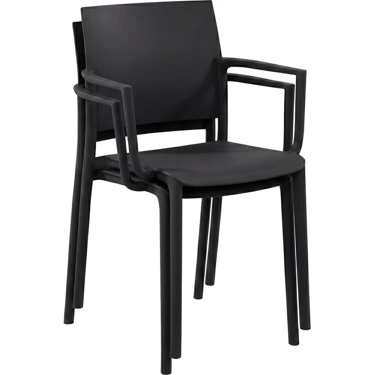 Gartenmöbel-Set FRIDA mit 2 Stühlen - 186 x 72 x 81 cm, Kunststoff, Schwarz | Balkonset Gartenset Tisch mit Stühlen Bistroset Outdoor – Bild 7