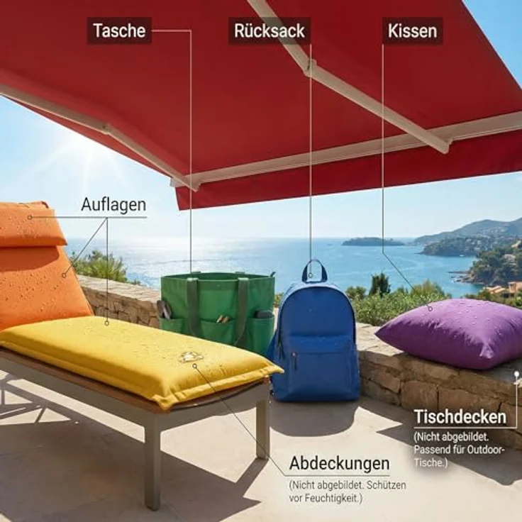 NOVELY® Sunset Oxford 420D - Polyesterstoff Extrem Reißfest Dicht | UV-beständig Waterproof | Polyester Garten Stoff 1 lfm Outdoor Meterware Wasserdicht Farbe: 10 Anthrazit GGP Gent Graphite – Bild 8