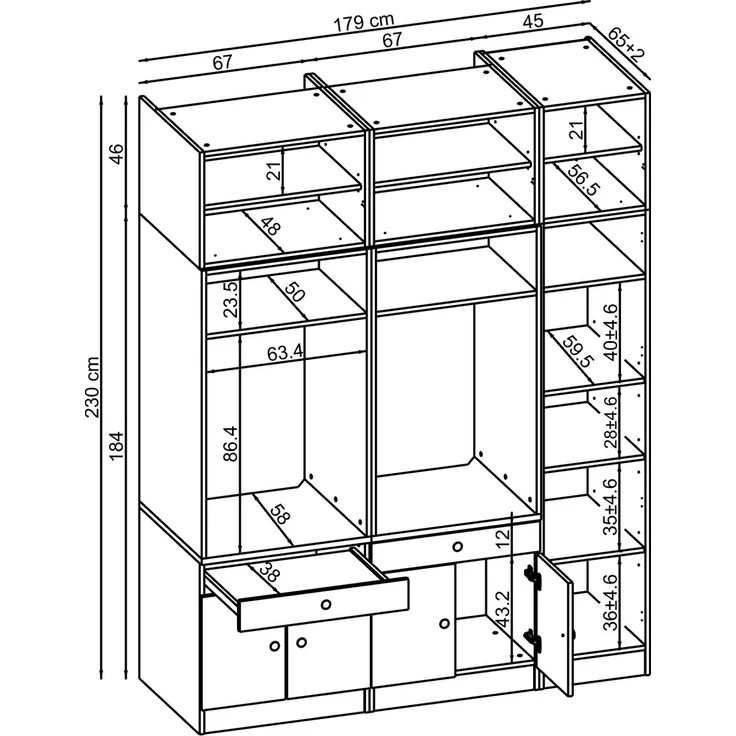 Roomart Schrankwand für Waschküche & Hauswirtschaftsraum – SERIE 1 – 179 cm breit – mit Ausziehbrett – Waschmaschinenschrank & Stauraumlösung • Weiß – Bild 5