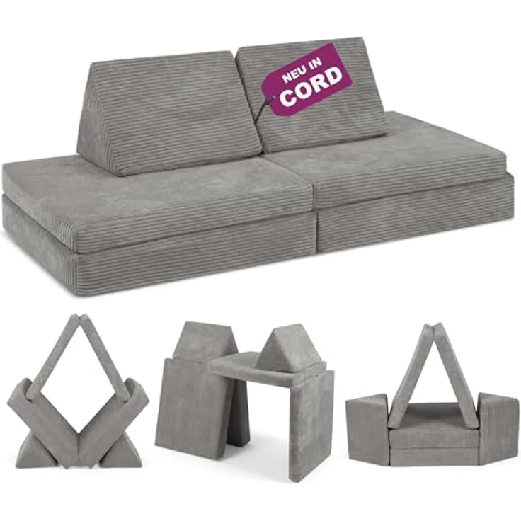 Linodino Kindersofa Spielsofa I aus Schaumstoff Bausteine I Spielcouch für Kinder, 3 Jahre Garantie – Bild 2