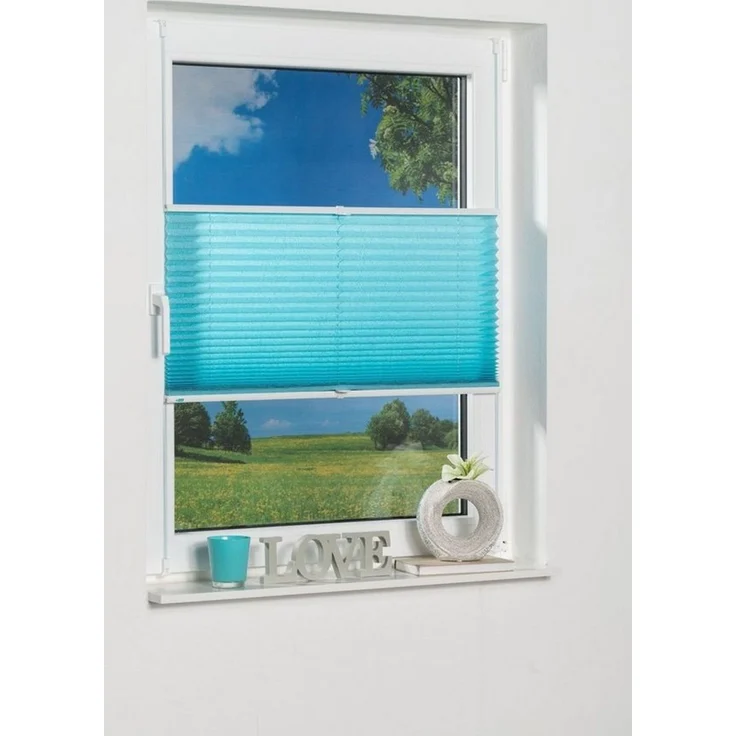 Khome Klemmfix-Plissee 50x210 cm (B x L) Iceblau Lichtschutz Moderne Crushed Optik – Bild 3