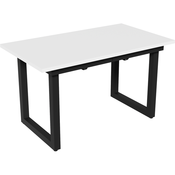 Moderner Esstisch mit Ausziehfunktion und Stahlrohr-Gestell, 80x180x75 cm, Weiß+Schwarz – Bild 7