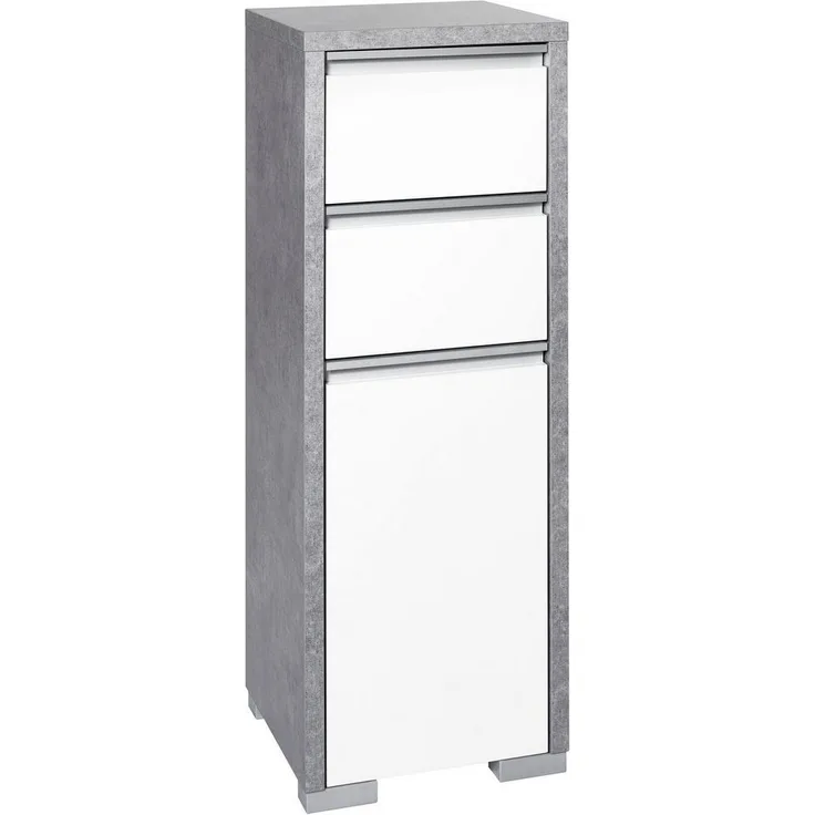 Schildmeyer Bello Midischrank 140909, steingrau/weiß glanz, 34,5 / 33 / 97 cm,