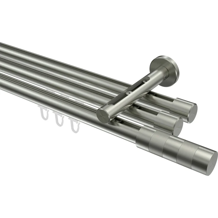 Innenlauf-Gardinenstangen-Set Siteno Mavell 200 cm, 3-läufig, 20 mm Ø Edelstahl-Optik – Bild 1