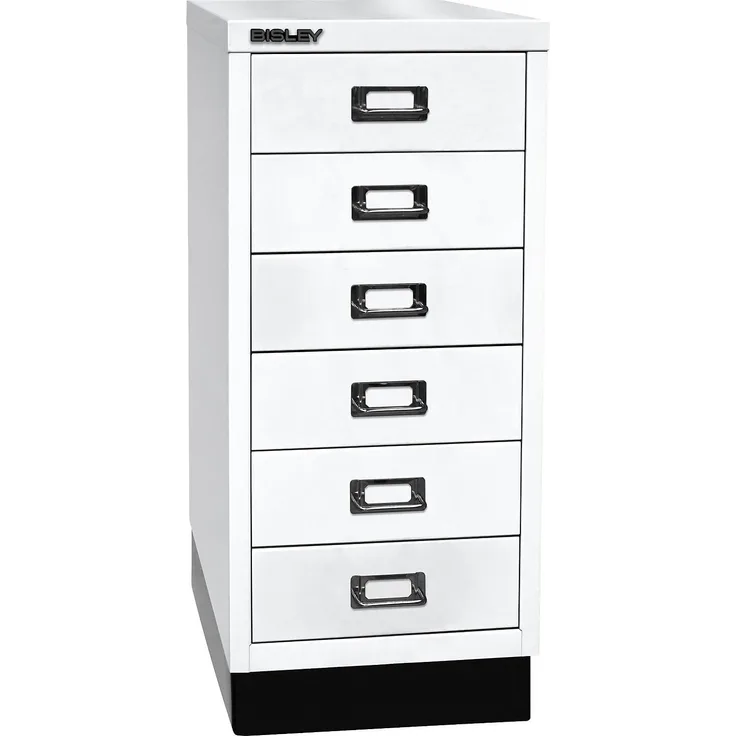 Bisley MultiDrawer™, 29er Serie mit Sockel, DIN A4, 6 Schubladen, Farbe verkehrsweiß