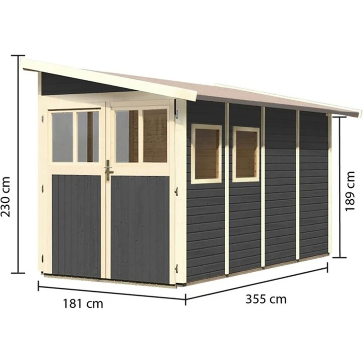 Karibu Gartenhaus Wandlitz 4 Anlehnhaus 19mm terragrau – Bild 3