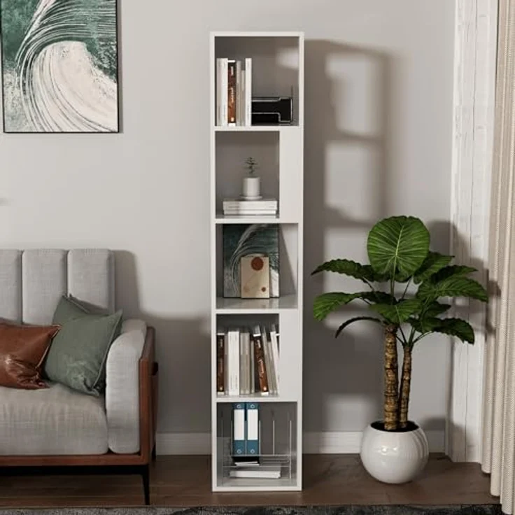 MID.YOU Regal, Weiß, Standregal aus Holzwerkstoff, 31.5x160x31.5 cm für das Wohnzimmer – Bild 2