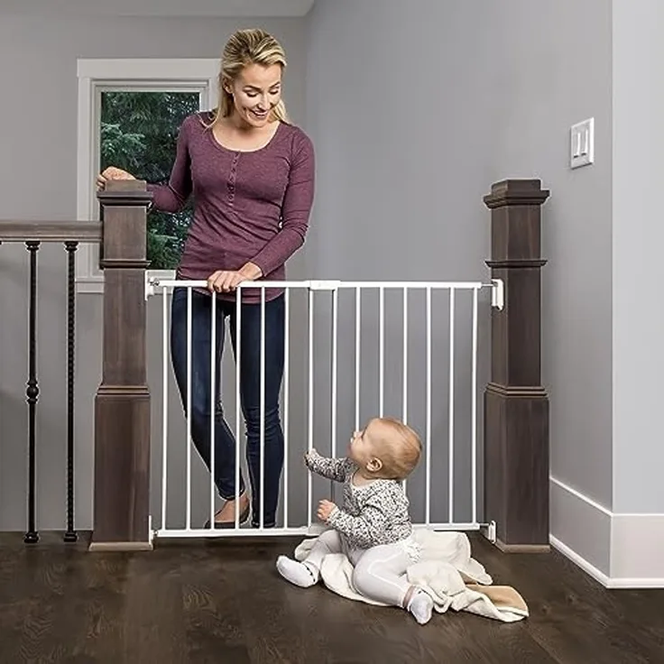 Regalo 2-in-1 Extra breite Treppen- und Flur-Spaziergang durch Babyschutzgitter, Hardware-Montage, weiß