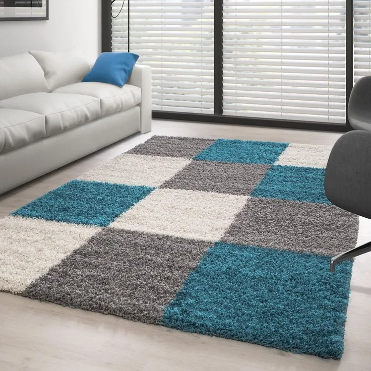 Carpettex Hochflor-Teppich Kariert Design, Läufer, Höhe: 30 mm, Teppich Wohnzimmer Kariert Design Modern verschidene farben und größen