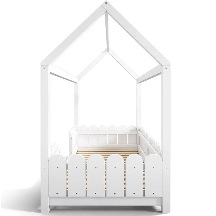Hausbett mit Lattenrost, 90x200 cm, Kinderbett mit Rausfallschutz, Kiefer – Bild 9