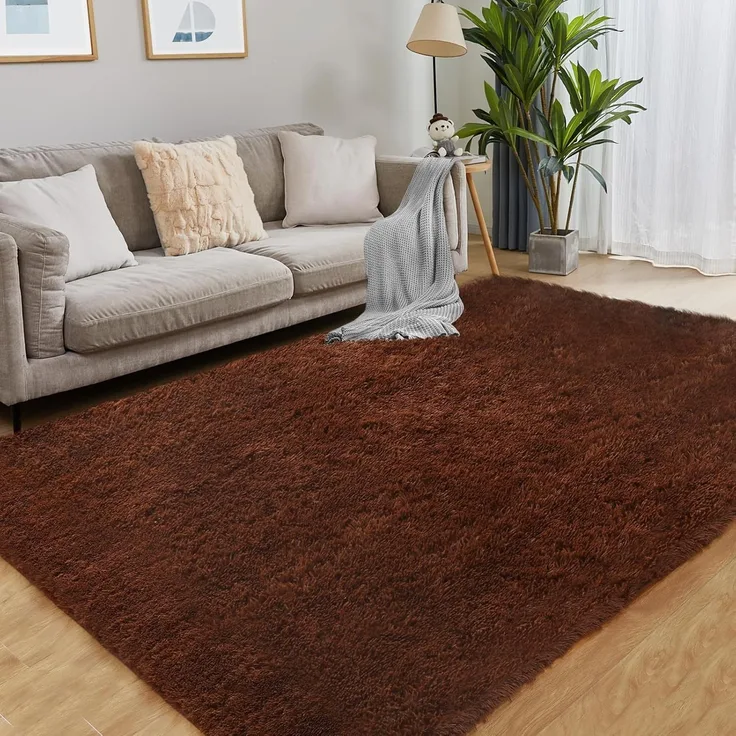 1 Stück Wohnzimmerteppich, superweich, rutschfest, 120x80 cm, Braun