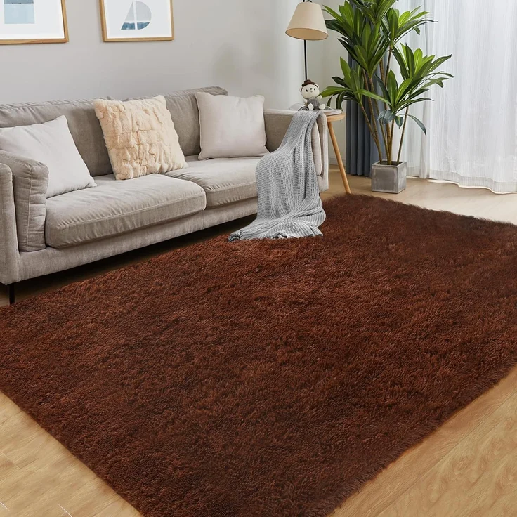 1 Stück Wohnzimmerteppich, superweich, rutschfest, 120x80 cm, Braun – Bild 1