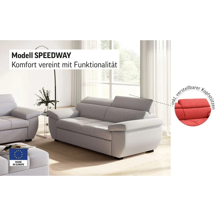 COTTA 2-Sitzer Speedway, Big-Sofa mit Kopfteilverstellung – Bild 2