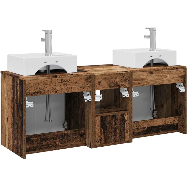 vidaXL Badezimmerschrank-Set 3 stk. Altholz 129 x 41 x 79,5 cm 3405655 – Bild 8