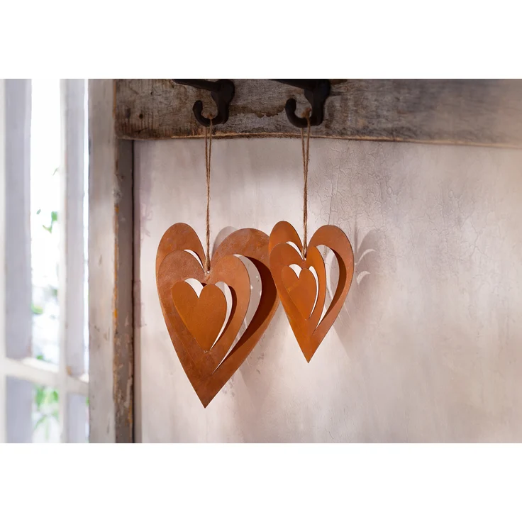 Herzhänger Rostliebe 2er Set Hängedeko Anhänger Wohndekoration Deko – Bild 2