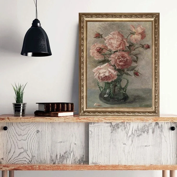 JUSTGOODMOOD Poster Vintage Galerie Wand Kunst Blume Vogel Pfirsisch Klavier 5er als Deko, E (1 St) – Bild 2