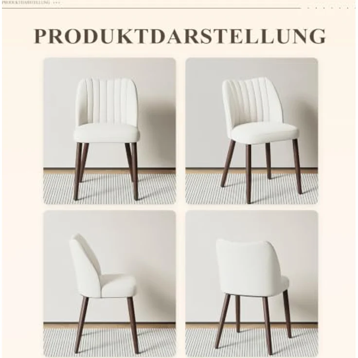 MALOL Esszimmerstühle 4er Set, Polsterstühl mit Rückenlehne, Ergonomisch Gepolsterte Küchenstühle mit vertikaler Rillenlehne, Moderne Esszimmer Stühle für Esstisch Wohnzimmer Café Restaurant, Beige – Bild 10