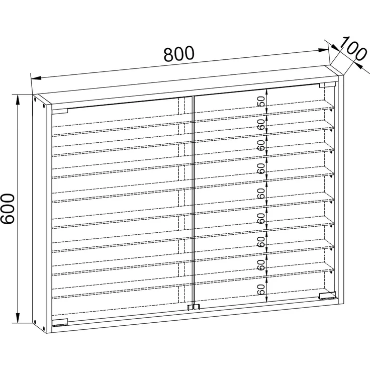 VCM Wandvitrine Mandosa 918630 Buche H. 60 x B. 80 x T. 10 cm – Bild 4