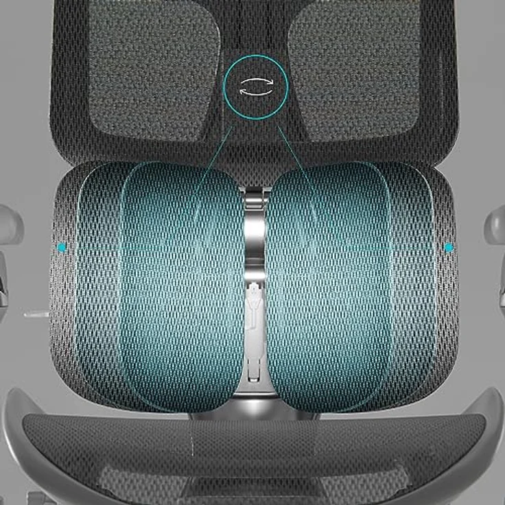 Diablo Brave V-Kinetic Bürostuhl Ergonomisch Schreibtischstuhl Chefsessel mit Fußstütze 5D Armlehnen Netzstoff Lendenwirbelstütze Verstellbarer Sitz Belastbar bis 120 kg (Grau) – Bild 9