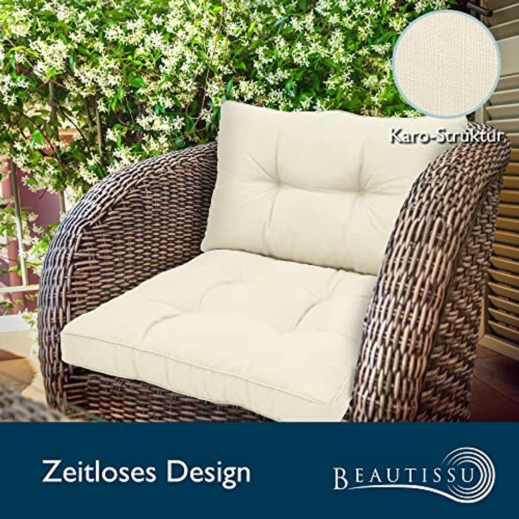 Beautissu Loungekissen Xluna Sitz Natur, 40 x 40 x 10 cm – Bild 3