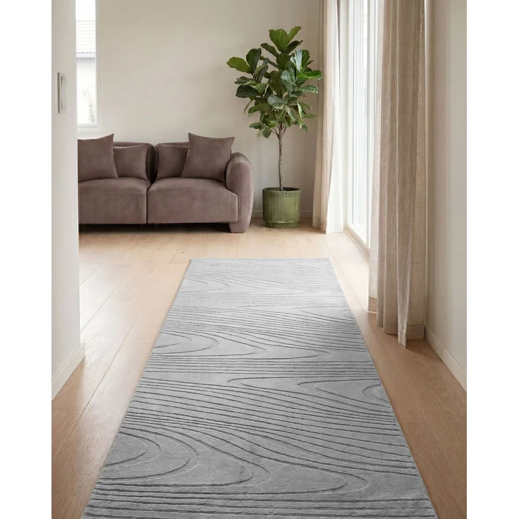 Kunstfellteppich ONTAKE Hellgrau 80 x 300 cm – Bild 3