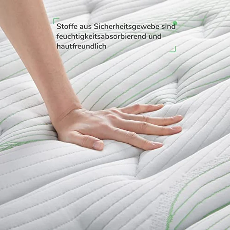 Novilla Matratze 135x190 H2 H3 Federkernmatratze Foam Mittelfeste Taschenfederkern Matratze Taschenfederkern Hybridmatratze Härtegrad Höhe 26cm Weiß – Bild 6