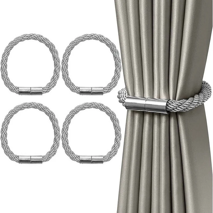 Agger Raffhalter Magnetische Vorhang Raffhalter, Raffhalter für Vorhänge mit Magnet, (4-tlg), Raffhalter für Gardinen Halterung Vorhang Halter Gardinen zubehör – Bild 1