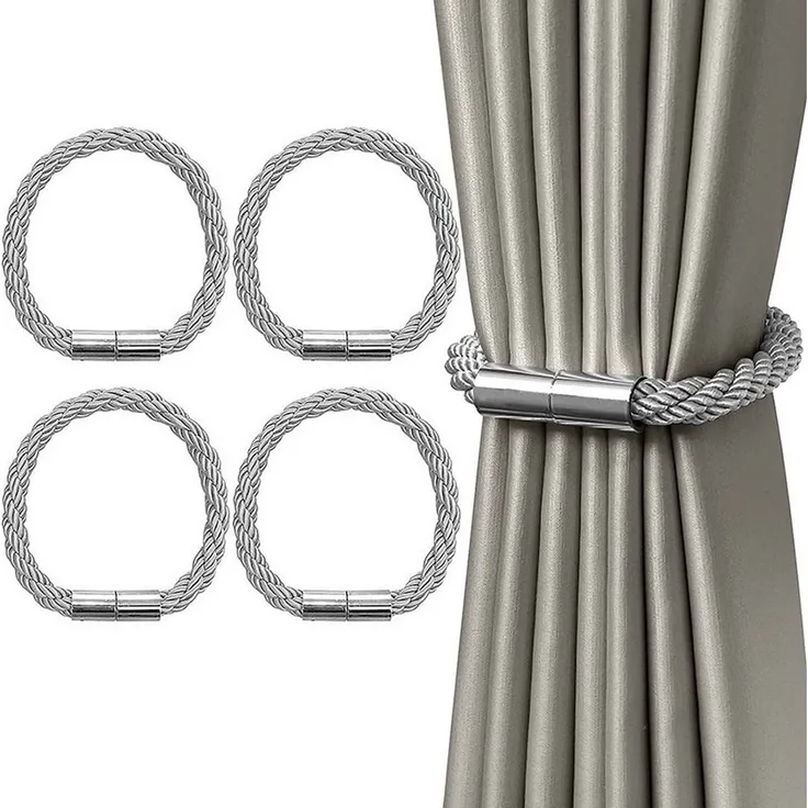 Agger Raffhalter Magnetische Vorhang Raffhalter, Raffhalter für Vorhänge mit Magnet, (4-tlg), Raffhalter für Gardinen Halterung Vorhang Halter Gardinen zubehör