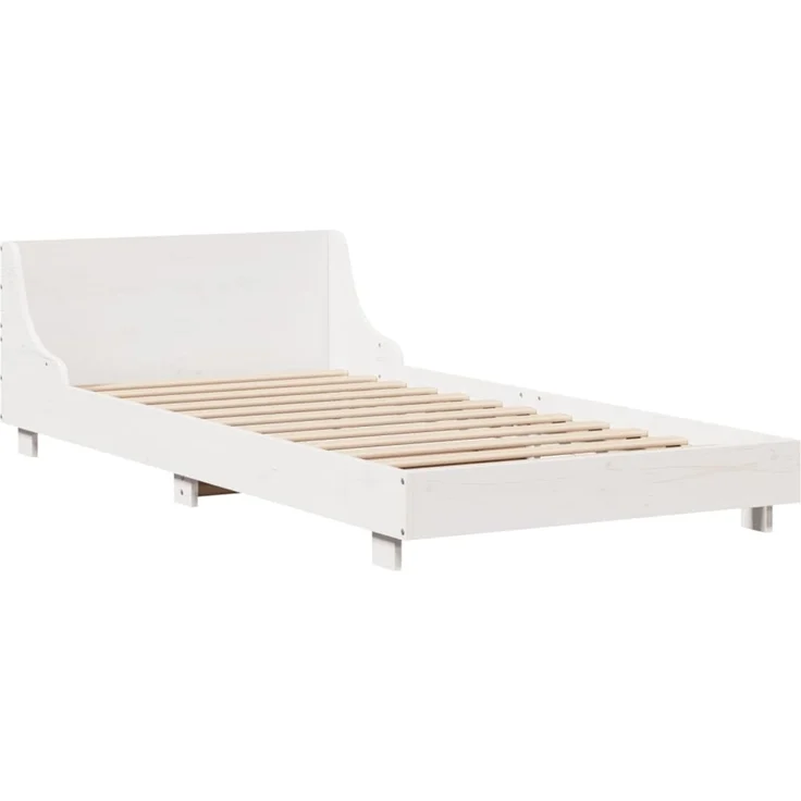 Einzelbetten, Betten für Erwachsene, Massivholzbett ohne Matratze Weiß 75x190 cm Kiefernholz de4993 – Bild 3