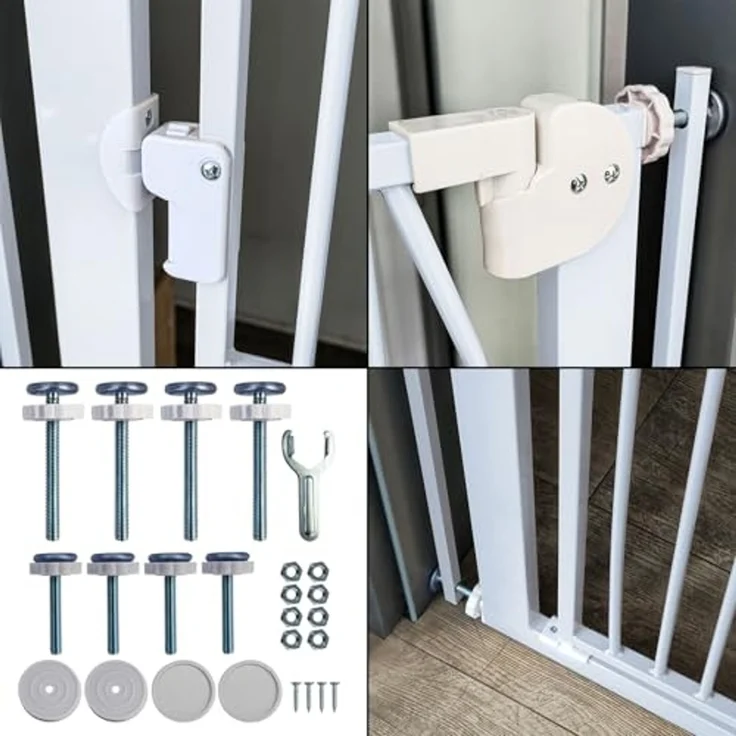 RAMROXX Treppenschutzgitter, für 75-85cm Durchgang, 142 cm Hoch, Metall Weiß – Bild 7