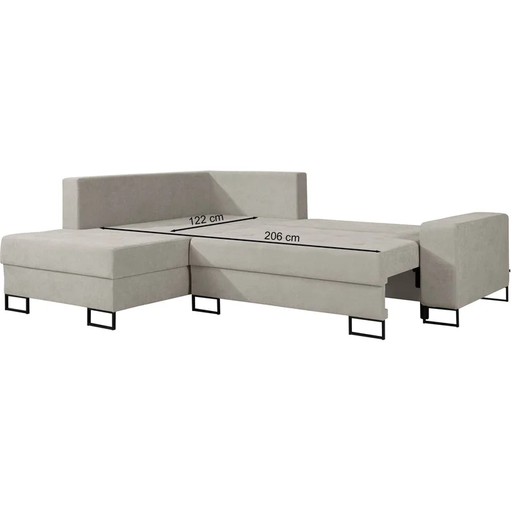 Selsey 'Larelle' Ecksofa mit Schlaffunktion & Bettkasten, Chenille, Ottomane rechts, Hellbeige – Bild 9