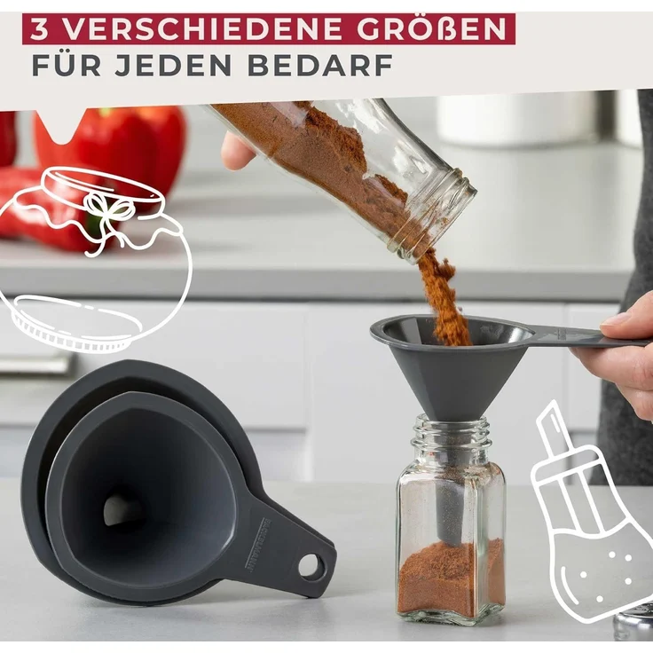 FACKELMANN Trichter Set, Küchentrichter, Universaltrichter, Fülltrichter, Einfüllhilfe – Bild 3