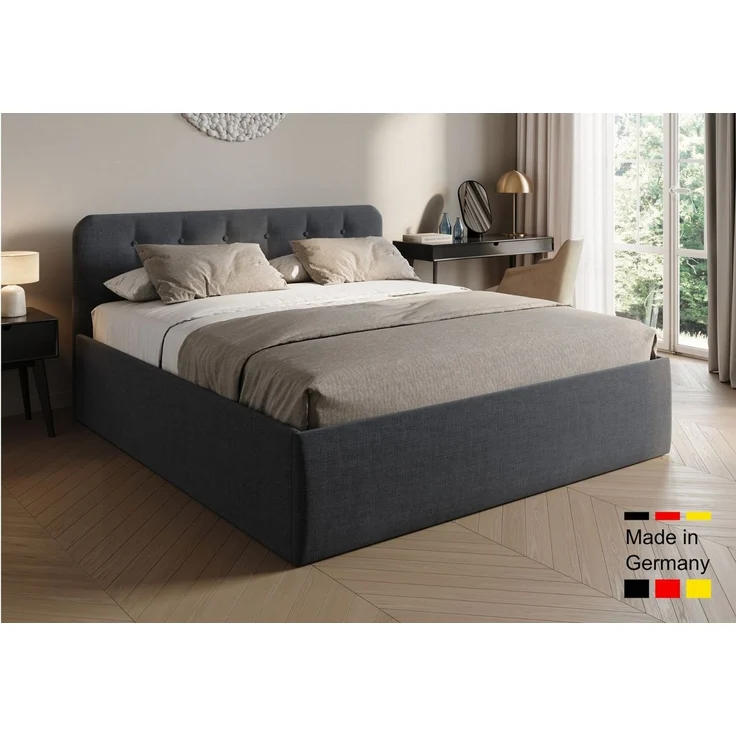 Home Collective Polsterbett Bett mit Stauraum, verstellbarem Lattenrost, viele Größen (Größen: 100x200 120x200 140x200 160x200 180x200 200x200, hochwertiger Strukturstoff, made in Germany), modernes Design mit hochwertigem Strukturstoff 160x200 cm, Ant... – Bild 1