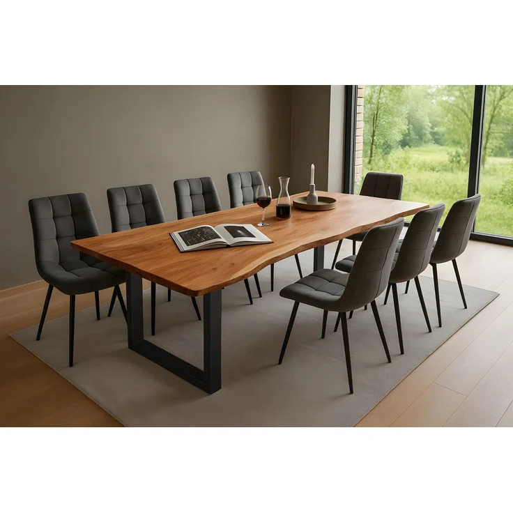 Esstisch Baumkante massiv Akazie natur 240 x 100 schwarz QUINN 69052230 – Bild 3