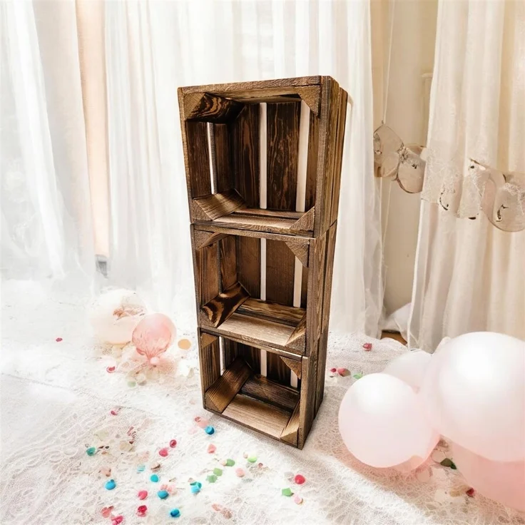 Holzkiste Dekokiste Box 22 x 20 x 15 cm 3er SET Geflammt – Bild 5
