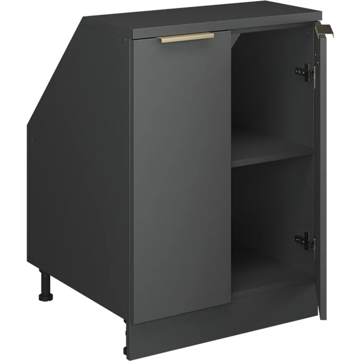 Küchenschrank für Dachschrägen R-Line Anthrazit-Gold 60 cm mit 2 Türen, Schrankkorpus 60 cm Tiefe Vicco – Bild 3