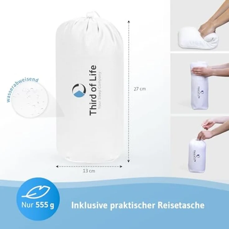 Reisekissen VOLAR, ergonomisches Nackenkissen für unterwegs aus Visco-Schaum mit Thermo-Bezug, 40 x 25 cm – Bild 6