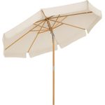 Holz-Sonnenschirm, Marktschirm, UV-Schutz UPF 50+, Schirmmast und Schirmrippen aus Holz, Beige, φ270x250cm