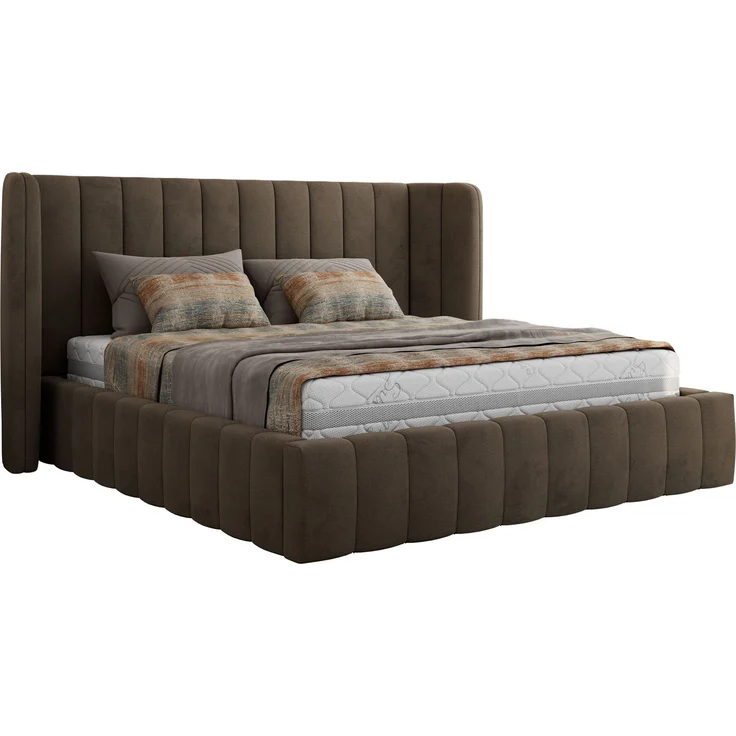 Polsterbett GOLETTA CLASSIC 180 x 200 cm mit gepolstertem Kopfteil, stabilem Bettrahmen, Lattenrost und Bettkasten mit Gasdruckfedern, Doppelbett, zeitloses Design - Braun Velvet – Bild 5