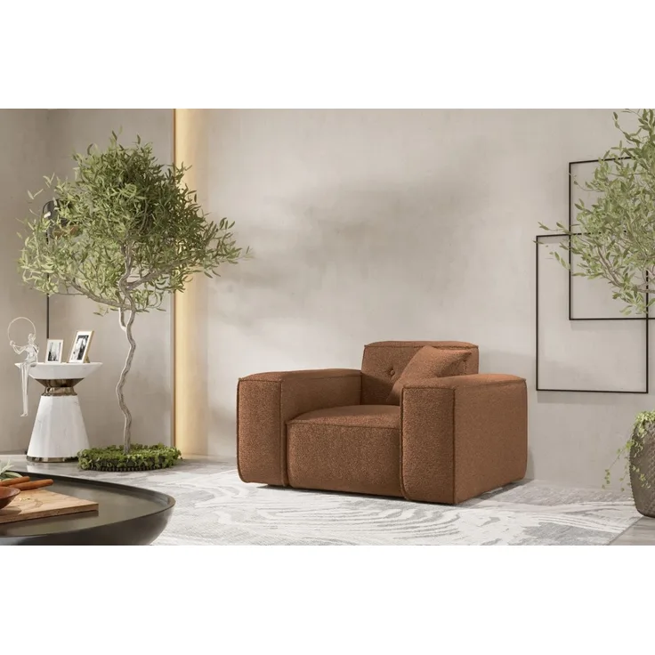 Sessel Designersessel CESINA in Stoff Ascot Bukla Rostbraun