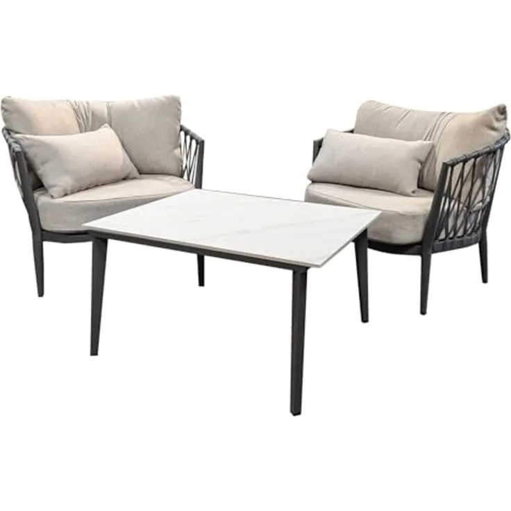 osoltus Vienna Lounge Gartenmöbel 2 Sessel und 1 Tisch Anthrazit