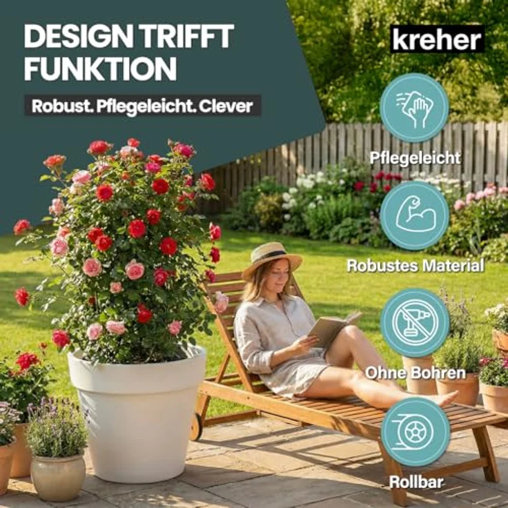 Kreher Pflanzkübel Rollbarer XXL Pflanzkübel "LIKE" Ø 79 cm in verschiedenen Farben (2 St) – Bild 8